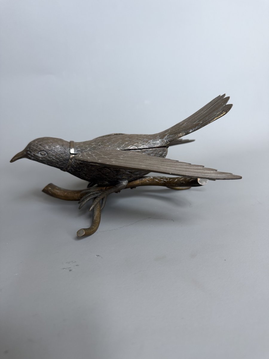 Boîte en bronze en forme d’oiseau – Fin du XIXème siècle-photo-1