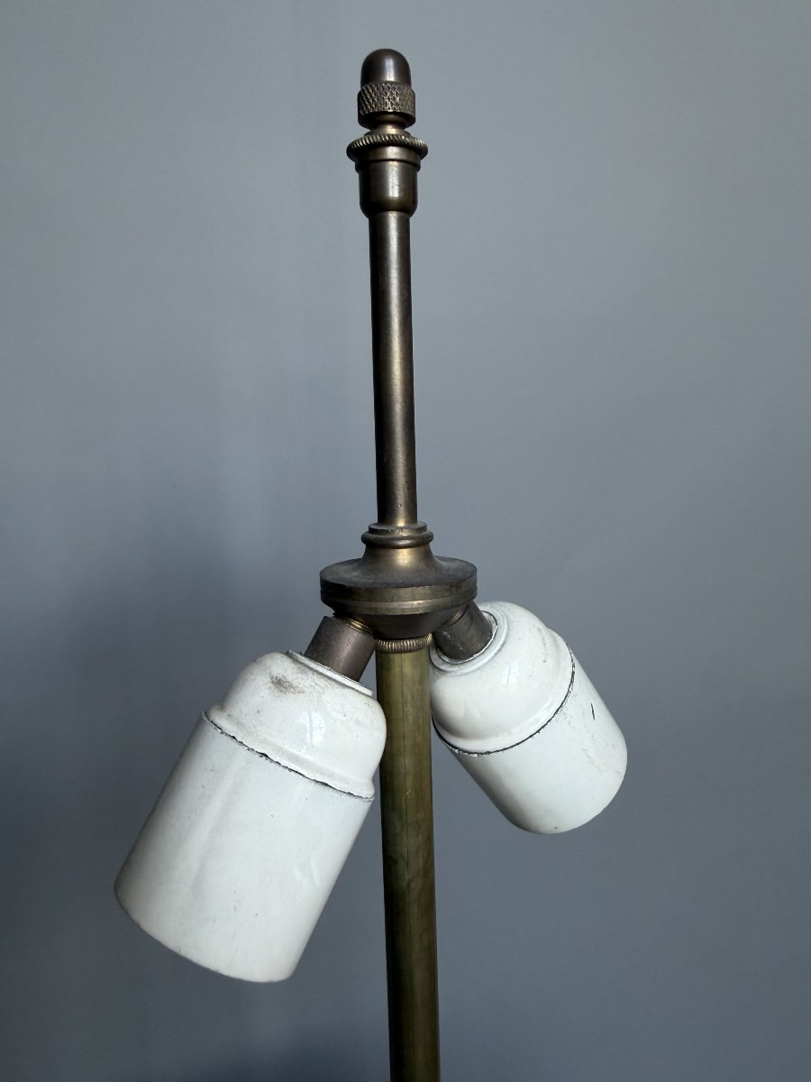 Large Lamp Base Made Of Red-lacquered Wood And Brass – 1970s-photo-4