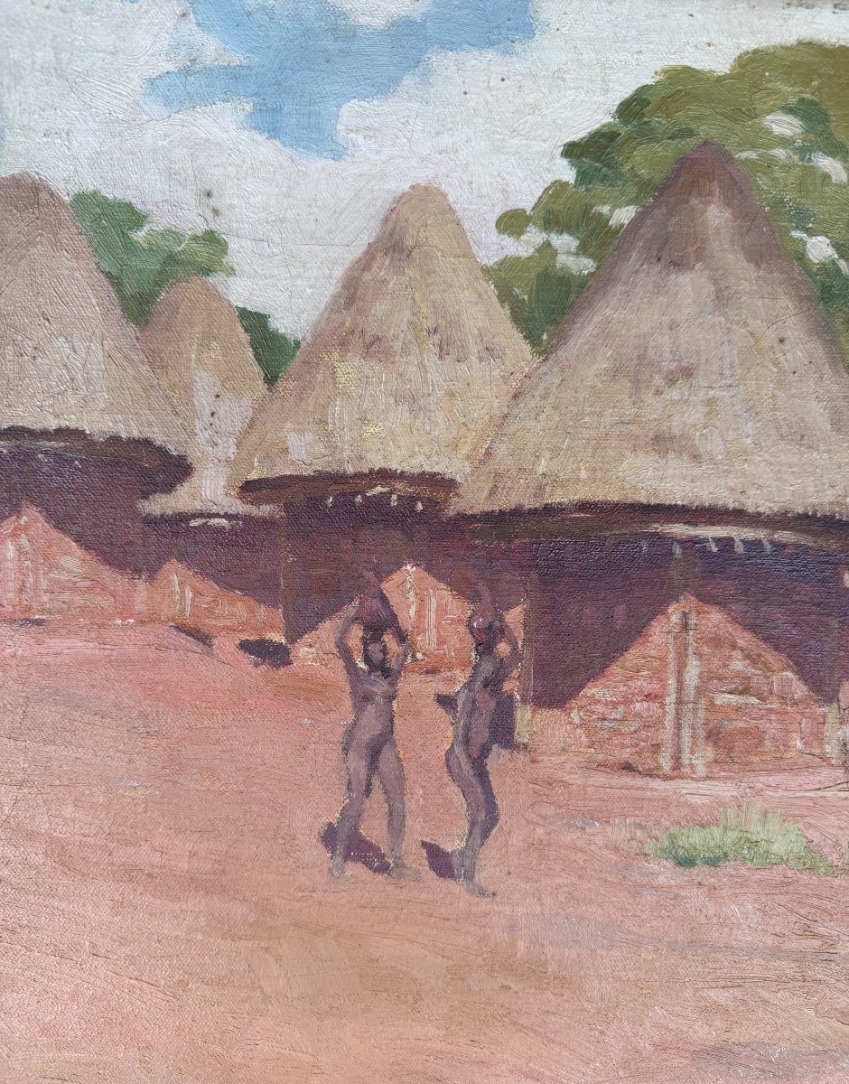 Christian Couillaud (1904–1964) – Village In Cameroon, Oil On Canvas, 1940s-photo-3
