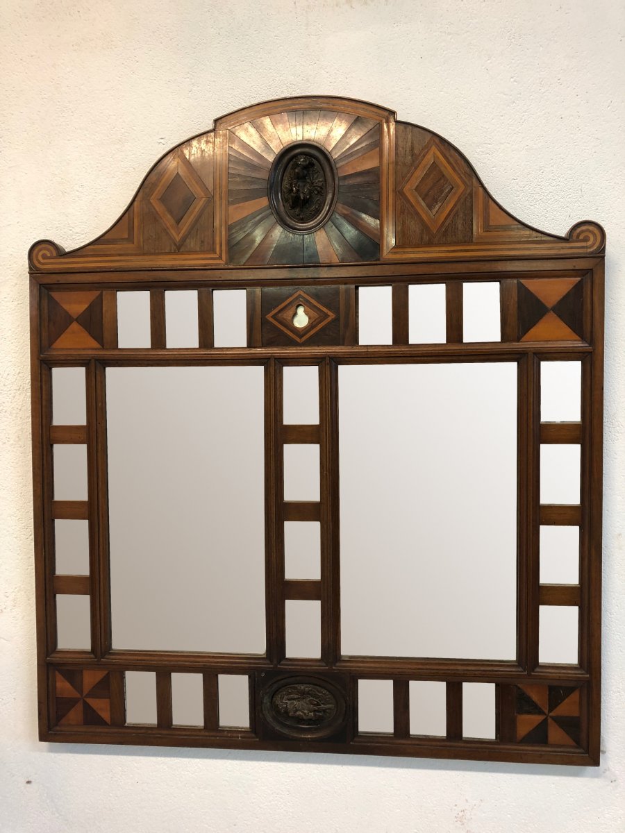 Old Mirror Late Nineteenth In Marquetry - Holland Or Italy
