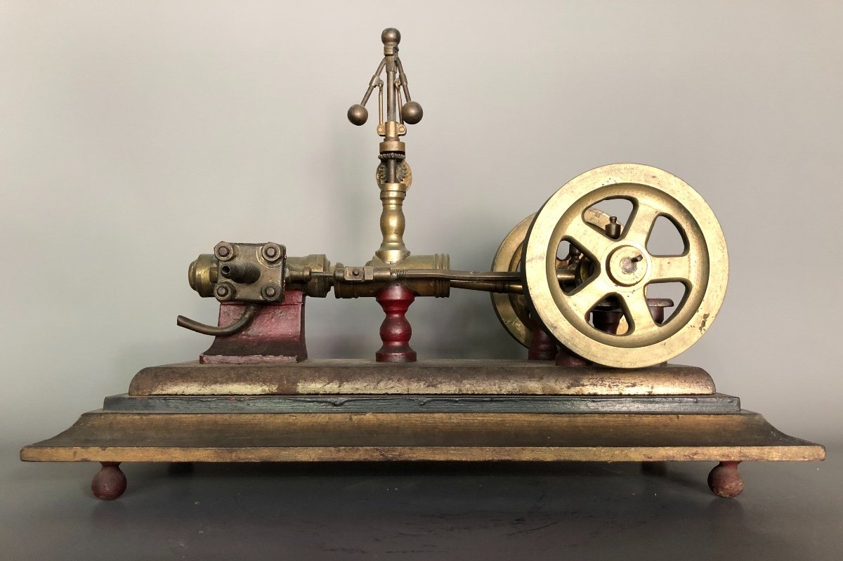 Maquette Machine à Pomper - Laiton Et Bronze - Objet De Maîtrise - XXème Vapeur