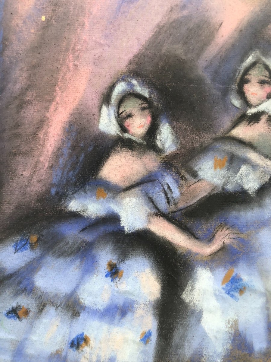 Charles Gir (1883-1941) - The Dancers Of The Opera - Pastel Drawing-photo-2