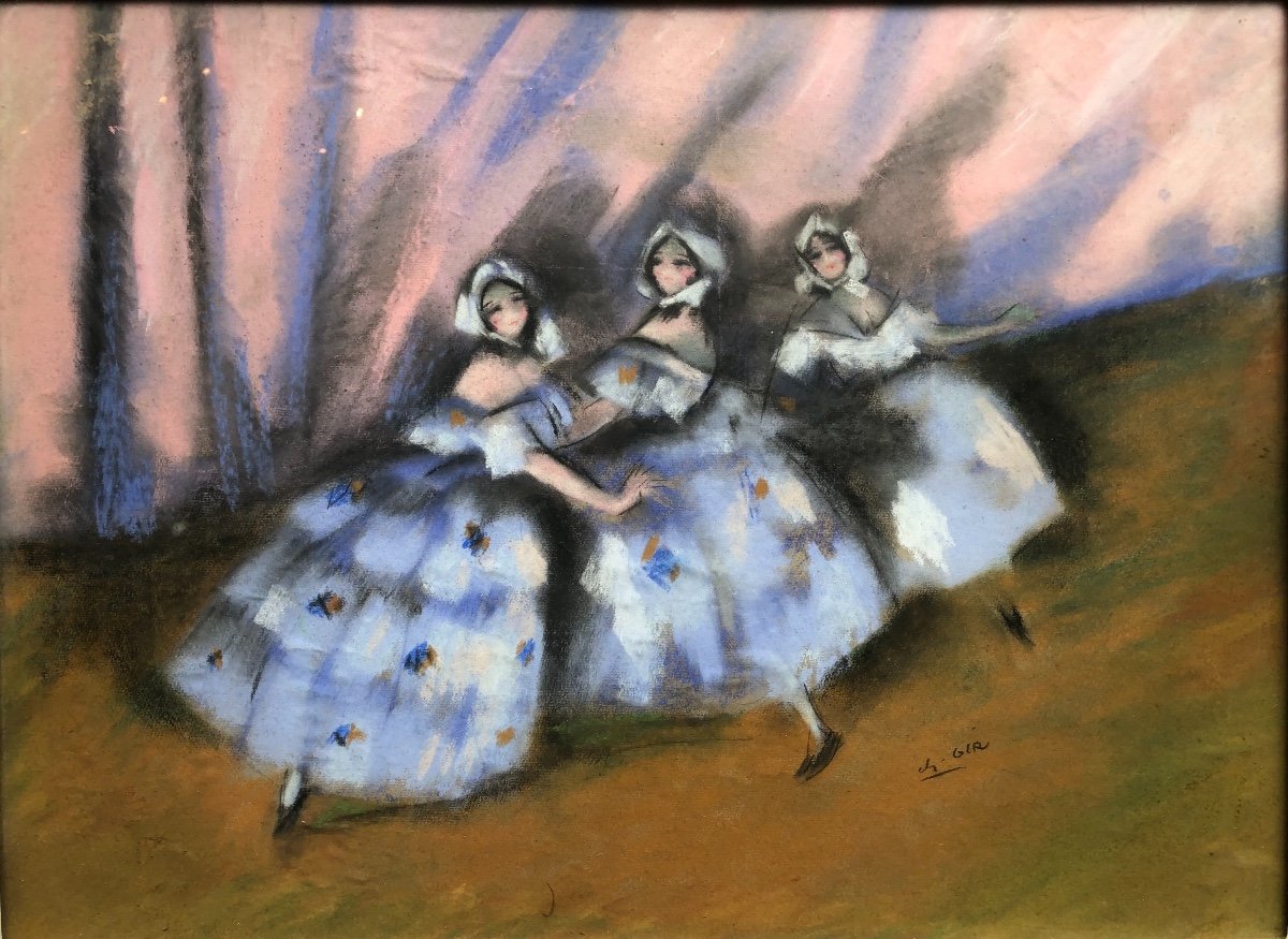 Charles Gir (1883-1941) - The Dancers Of The Opera - Pastel Drawing