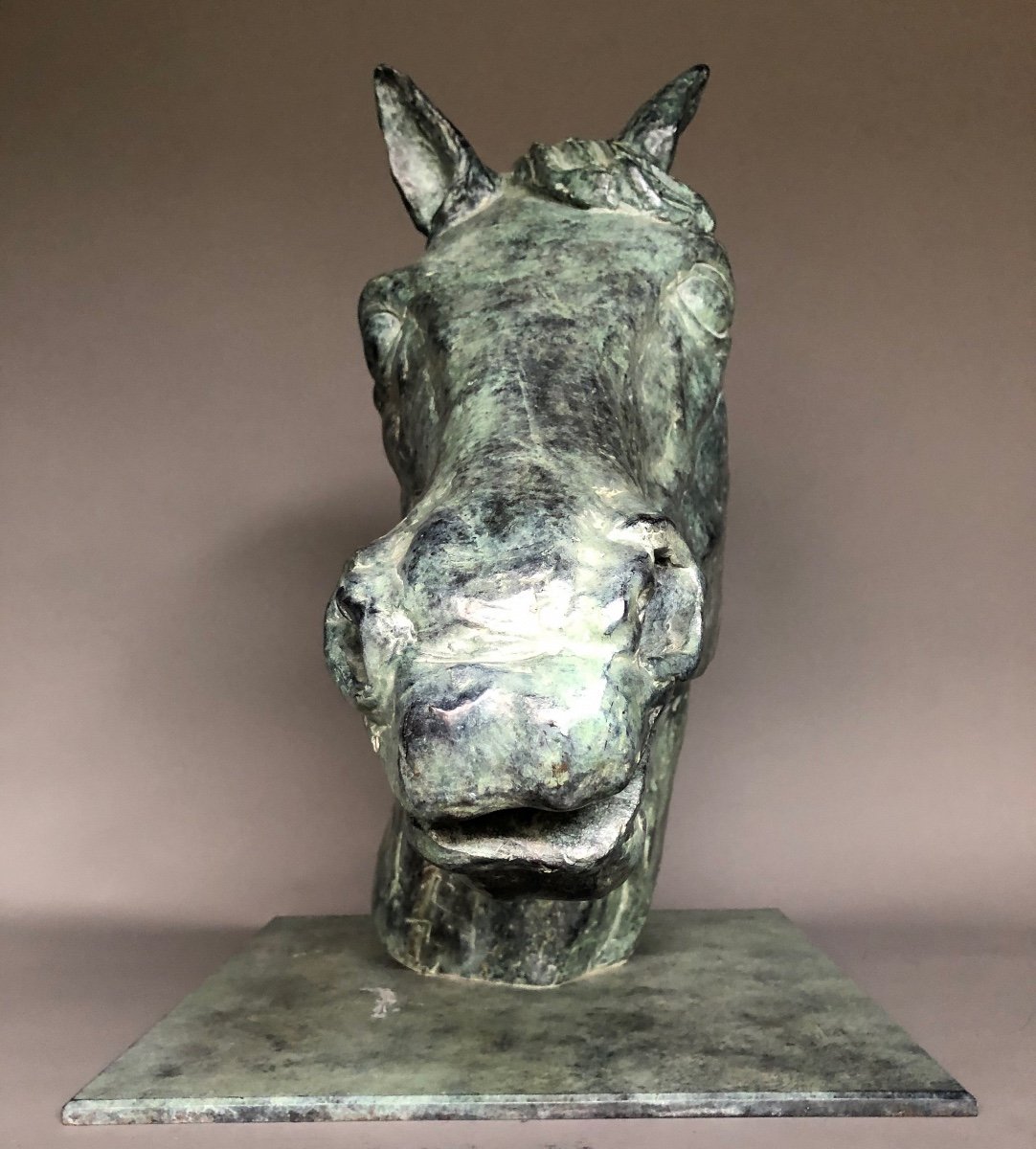 Large Horse Head - Bronze XXth Century - Signed - Fonderie De Gour-photo-4