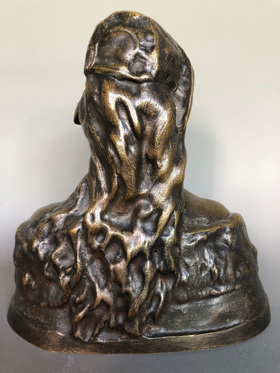Buste De Femme Signé S. Blanc - Bronze à Patine Brune - Vers 1900 - Sarah Bernhardt ? -photo-2