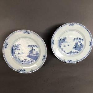 Pair Of Chinese Porcelain Plates - 18th Century China - Compagnie Des Indes