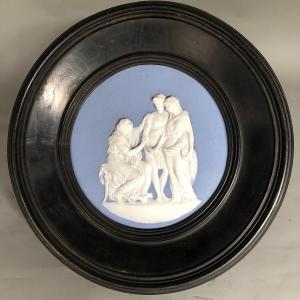 XIXth Tondo Porcelain Medallion - Neoclassical Antique Scene