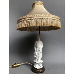 Lampe d'époque Fin XIXème - Porcelaine chinoise Blanc De Chine XIXème