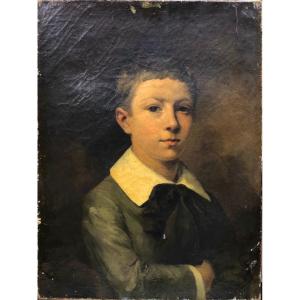 Oil On Canvas - Portrait Of A Child - 19th Century