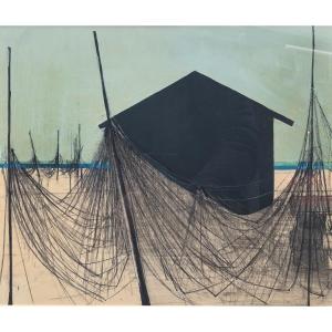 Drawing From The 60s - Fisherman's Huts - Signed Dumora