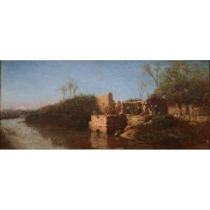 Etienne Billet (1821-1888) - The Rest Of The Caravan - Hsp Orientalist - 19th Century