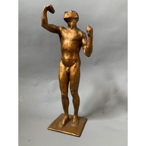 Sculpture - Bronze - 1914 - Naked Man - Signed - Rodin School