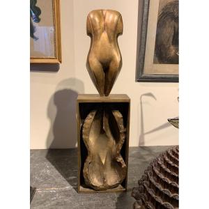 Henri Presset (1928-2013) - Sculpture Aux Chaussures Et Corps De Femme - Surréalisme - Bronze
