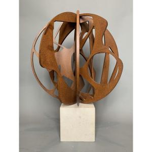 Large Abstract Sculpture From The 1990s - Stone And Iron