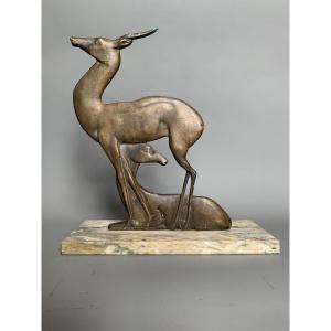 Couple de gazelles en bronze - Art déco -  Années 1920–1930