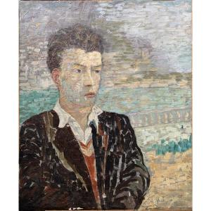 Portrait d’homme – Huile sur toile vers 1930, dans l’esprit de Jac Martin-Ferrières