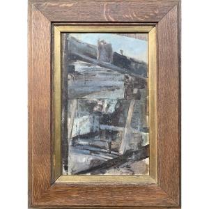 Paysage urbain presque abstrait – Huile sur toile – début du XXᵉ siècle