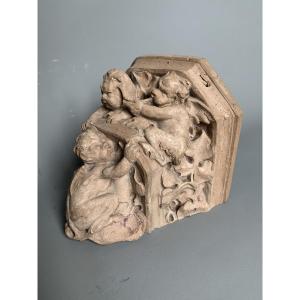 Wall Bracket In Terra Cotta - Imp Décor - Signed Barlès, Late 19th Century