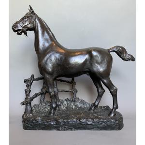Godefroid Devreese (1861-1941)- Cheval, sculpture en bronze, cachet H. Luppens & Cie, Bruxelles