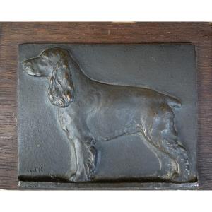 Richard Fath (1900-1952) - Bas-relief bronze cocker – Signé 