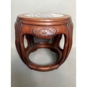 Tabouret Chinois en Bois Précieux de Forme Tambour – XIXe Siècle