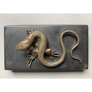 Presse-papiers au lézard en bronze – Fin du XIXᵉ siècle