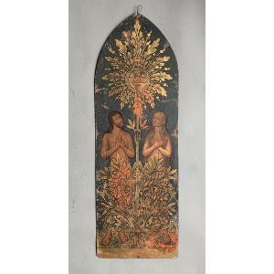 Peinture sur tôle – Adam et Ève, fin du XIXème siècle