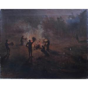 Lucia Wittig-keyser (1873-1958) - Dutch School - Men Of The Fire
