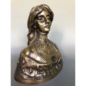 Buste De Femme Signé S. Blanc - Bronze à Patine Brune - Vers 1900 - Sarah Bernhardt ? 