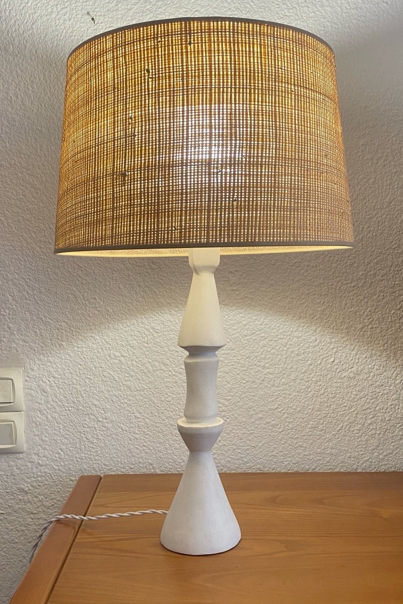 Lampe En Plâtre Dans Le Goût De Giacometti Modèle Flambeau -photo-2