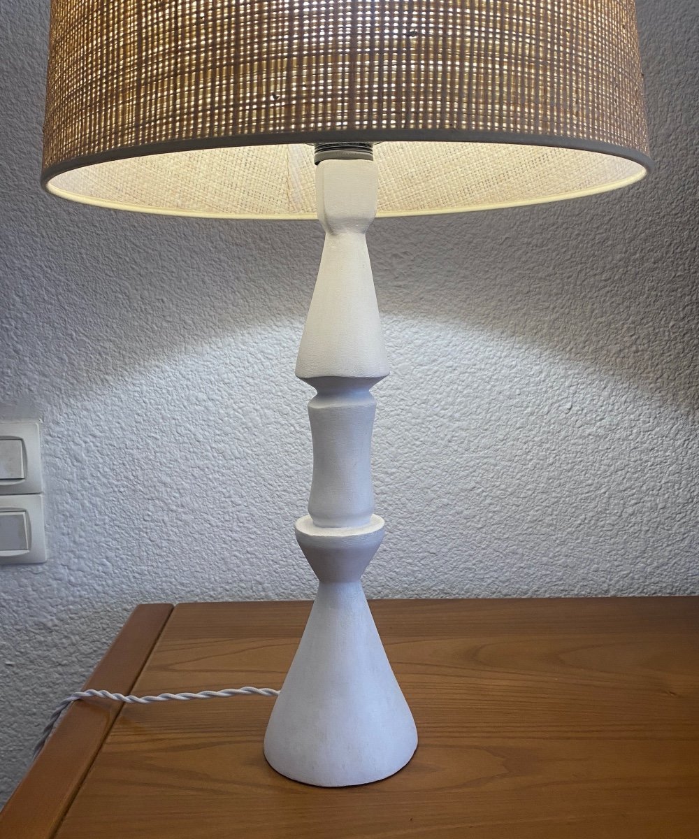 Lampe En Plâtre Dans Le Goût De Giacometti Modèle Flambeau -photo-3