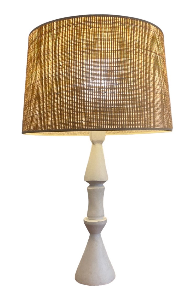 Lampe En Plâtre Dans Le Goût De Giacometti Modèle Flambeau -photo-4