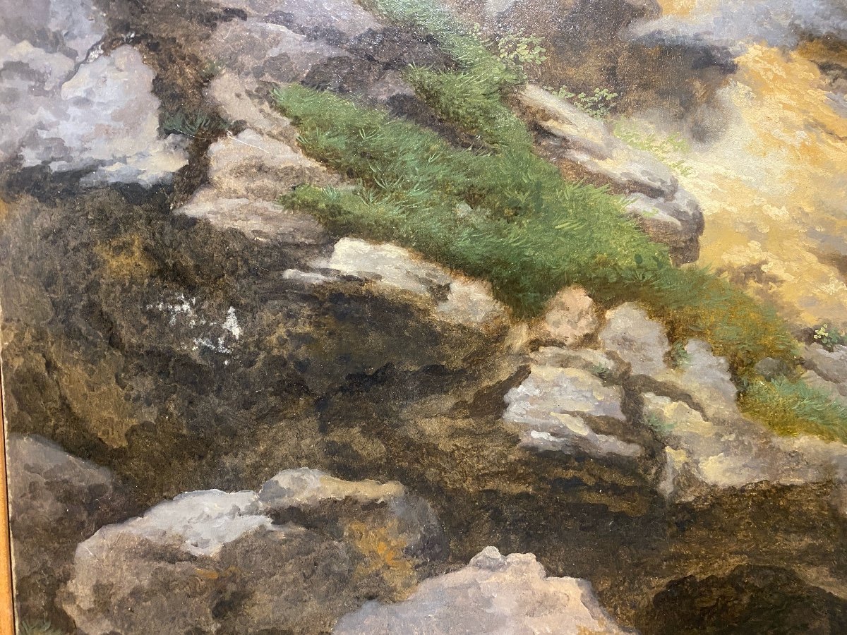 George Augustus Wallis - Landscape - Oil On Paper-photo-4