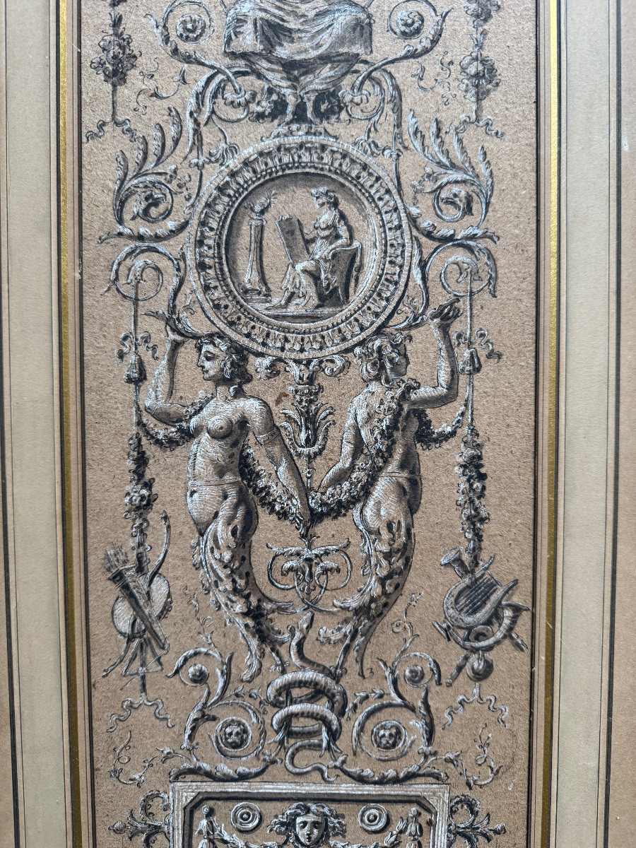 Etudes d'ornements 18ème siècle Dessin au crayon-photo-3