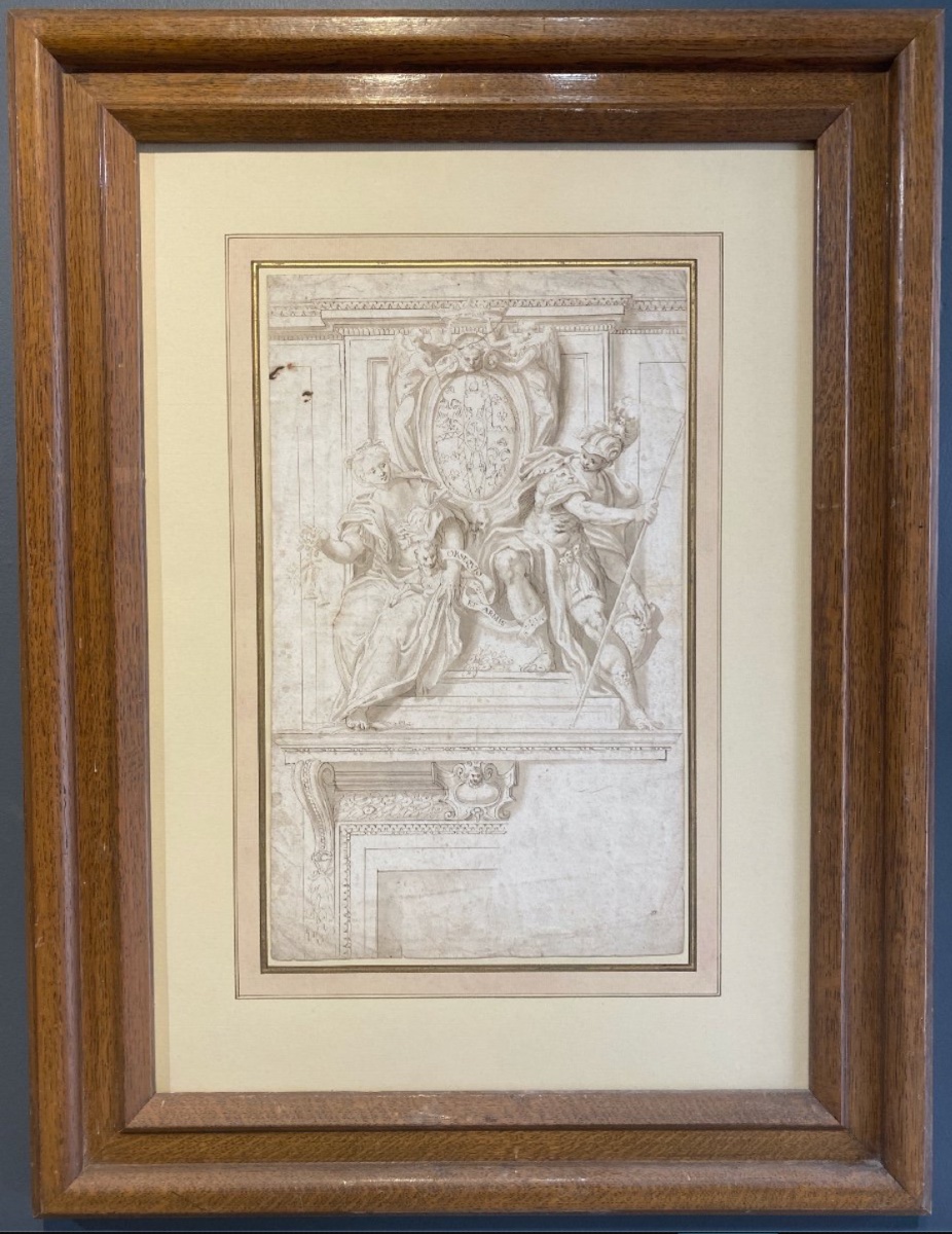 Ecole Italienne XVIIème - Projet De Cheminée - Plume Et Encre Brune-photo-2