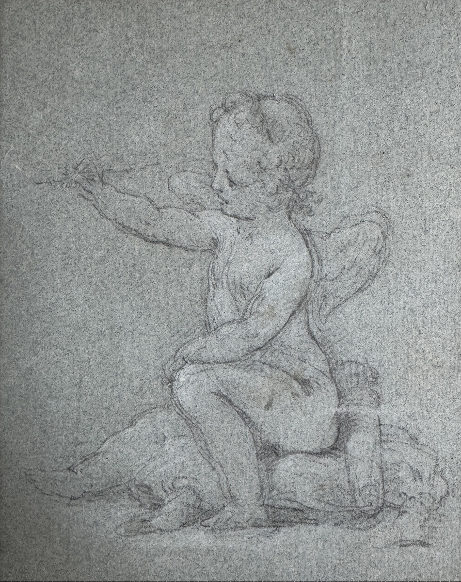 Ecole Française XVIIIème Putto Angelot-photo-3