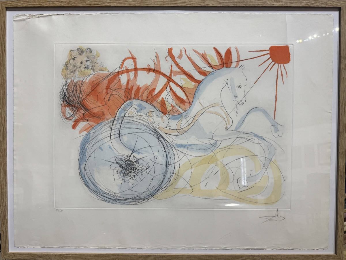 Salvador Dali - Lithographie - Elie et le char de feu-photo-4