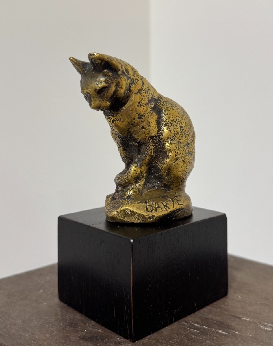 Antoine-Louis Barye - Bronze - Chat assis -photo-2