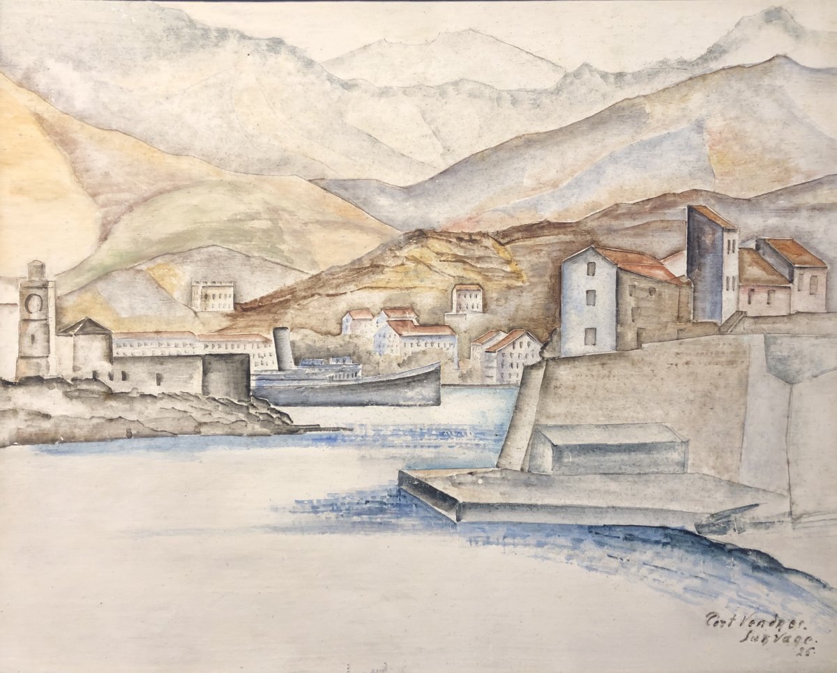 Léopold Survage - Port Vendres - Caséine Sur Panneau - 1925