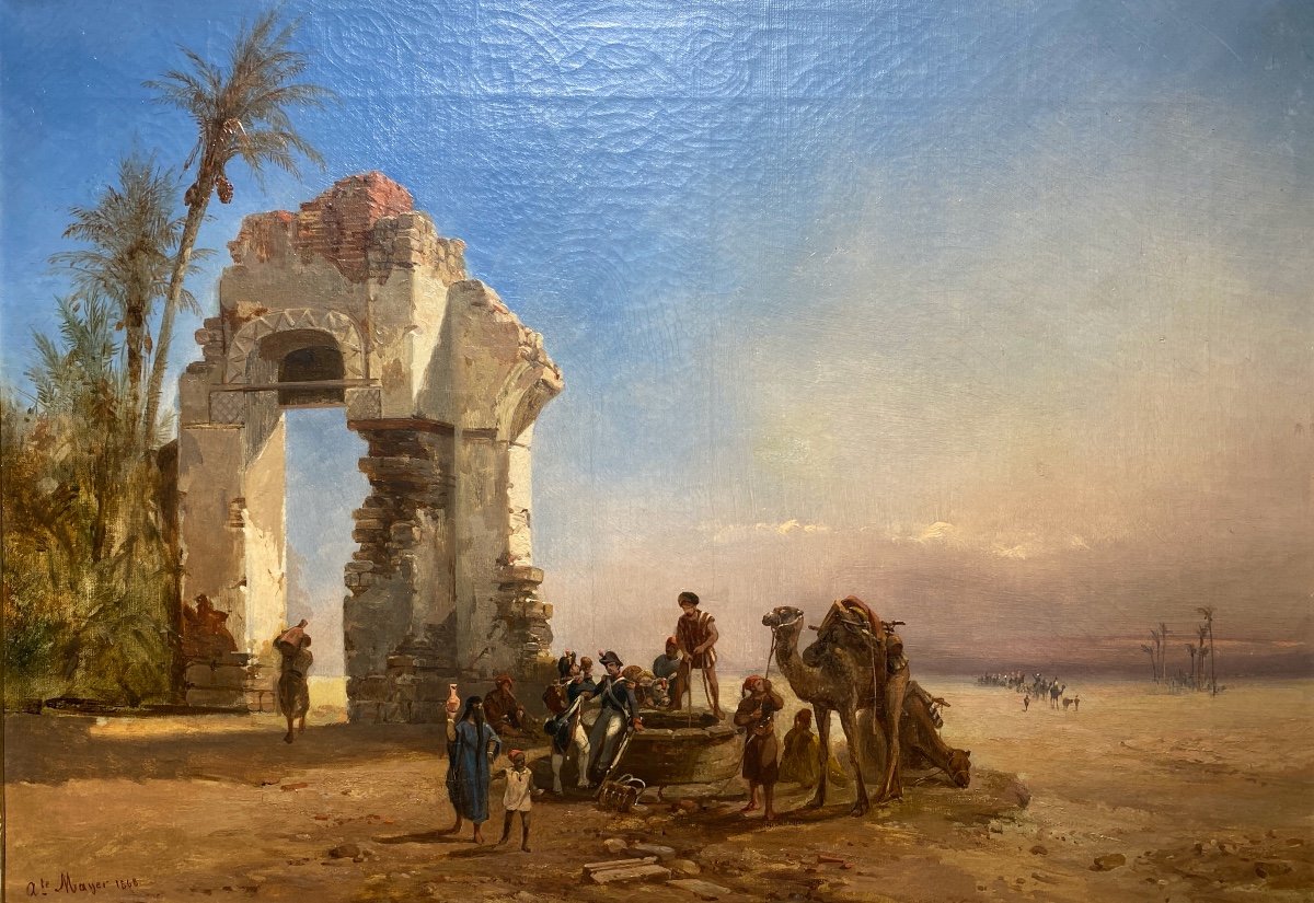 Auguste Mayer - Paysage Orientaliste - Huile Sur Toile 