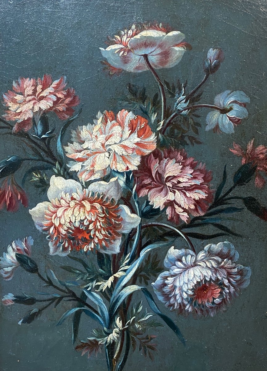 Antoine Monnoyer (entourage de) Nature morte de fleurs Huile sur papier marouflé sur toile