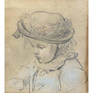 18th Century School - Child Portrait - Drawing