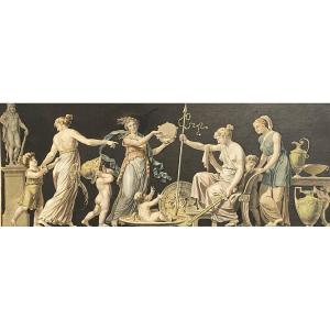 Neoclassical School - Antique Bas Relief - Watercolor