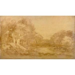 Théodore Rousseau - Forêt De Fontainebleau - Huile Sur Papier