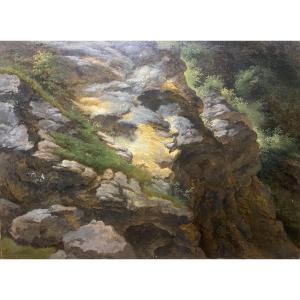 George Augustus Wallis - Landscape - Oil On Paper