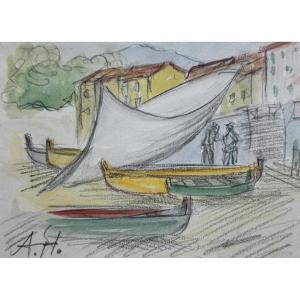 Augustin Hanicotte - Collioure - Aquarelle 