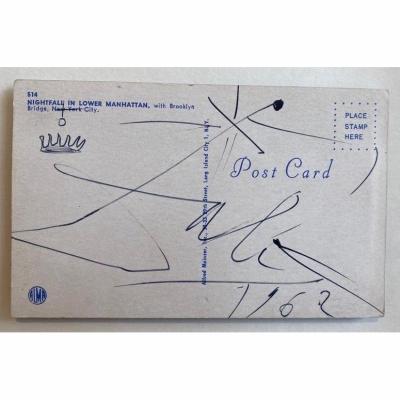 Salvador Dali Couronne Et Signature Sur Carte Postale 1962