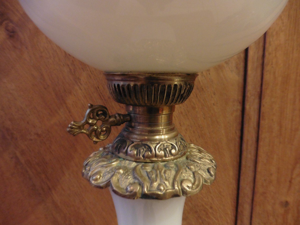 Grande Lampe En Opaline Napoléon III électrifiée -photo-1