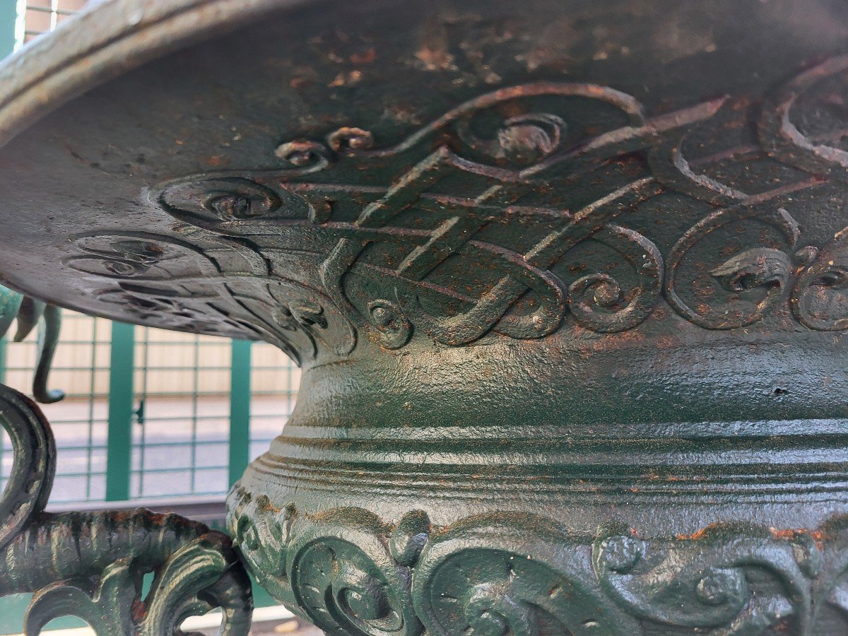 Pair Of Large Cast Iron Medici Basins With Dragon Decor Late 19th Century-photo-4