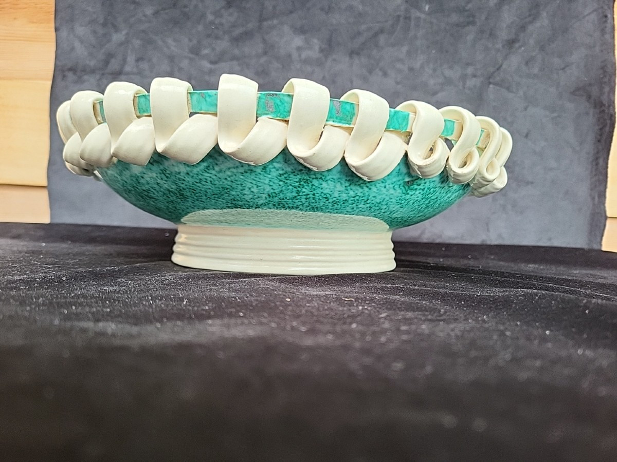 Gustave Asch Art Deco St Radegonde Ceramic Fruit Bowl -photo-3